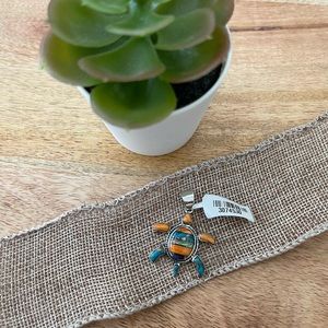 Turquoise and Gemstone Turtle Pendant